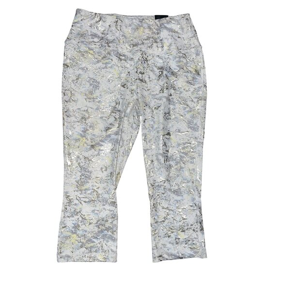 Zelos XL Womens Capri Pants Watercolor Metallic Splash Print - Picture 1 of 6